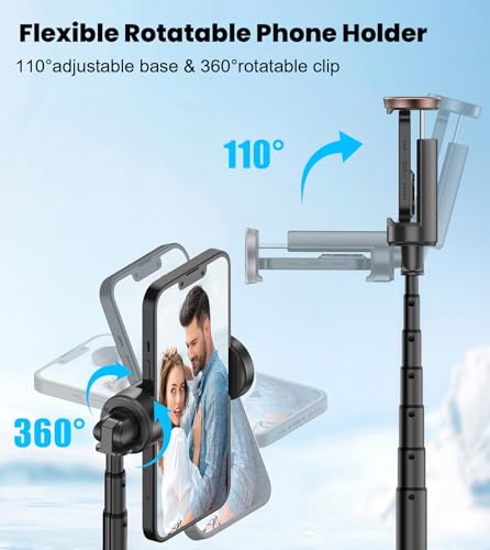 60" Selfie Stick Tripod for Video & Photos, Extendable with Remote & 360° Rotate