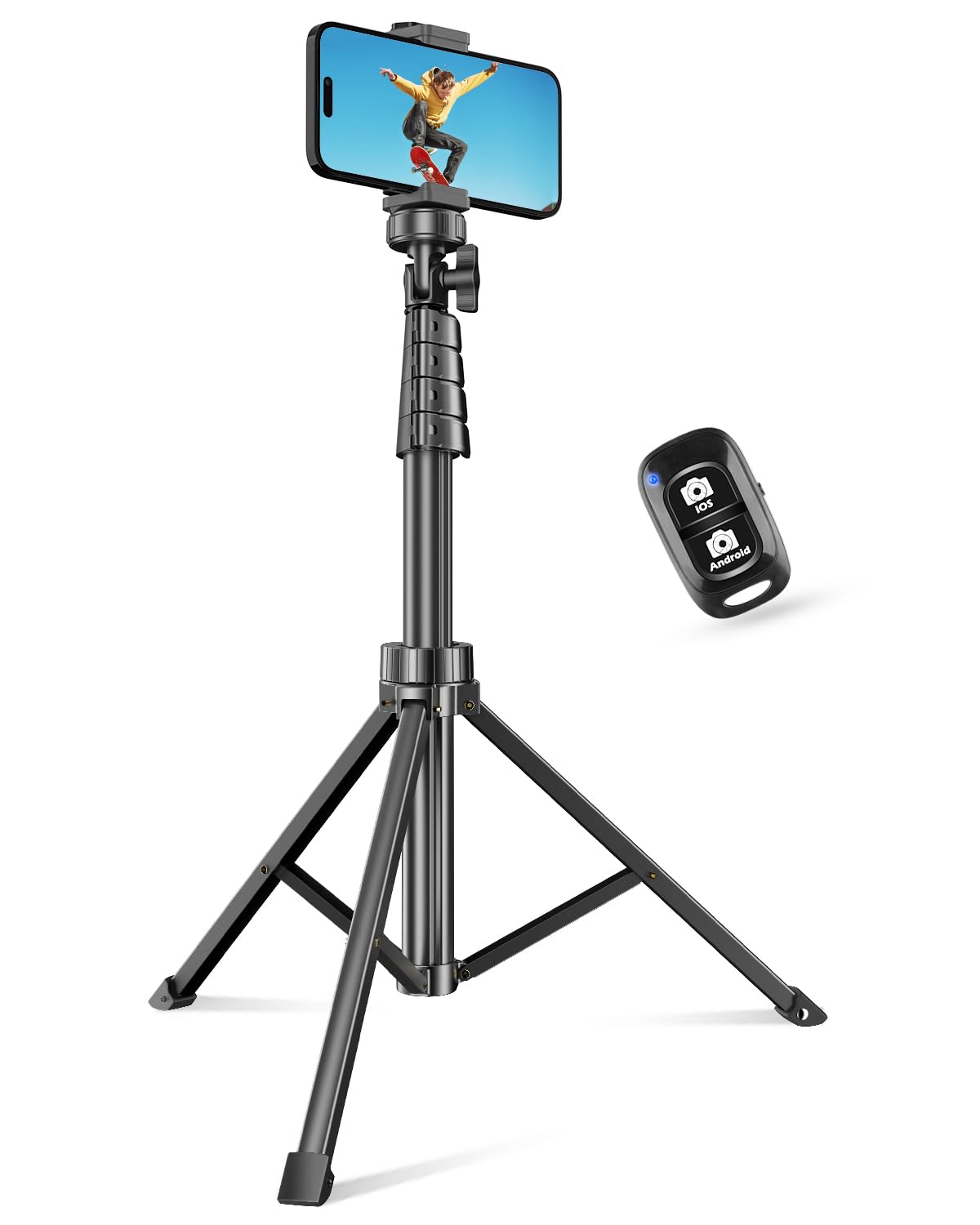 Senyyne Extendable Phone Tripod & Selfie Stick, Compatible iPhone Android, with Remote