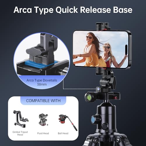Phone Tripod Mount with Cold Shoe & 360° Rotation