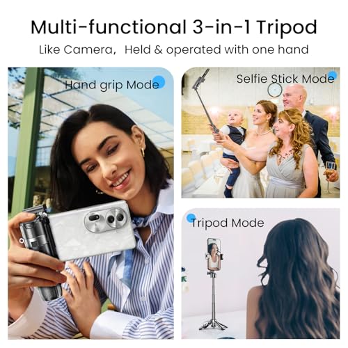 Black 3-in-1 Mini Selfie Stick Tripod for iPhone & Android Photography & Videography