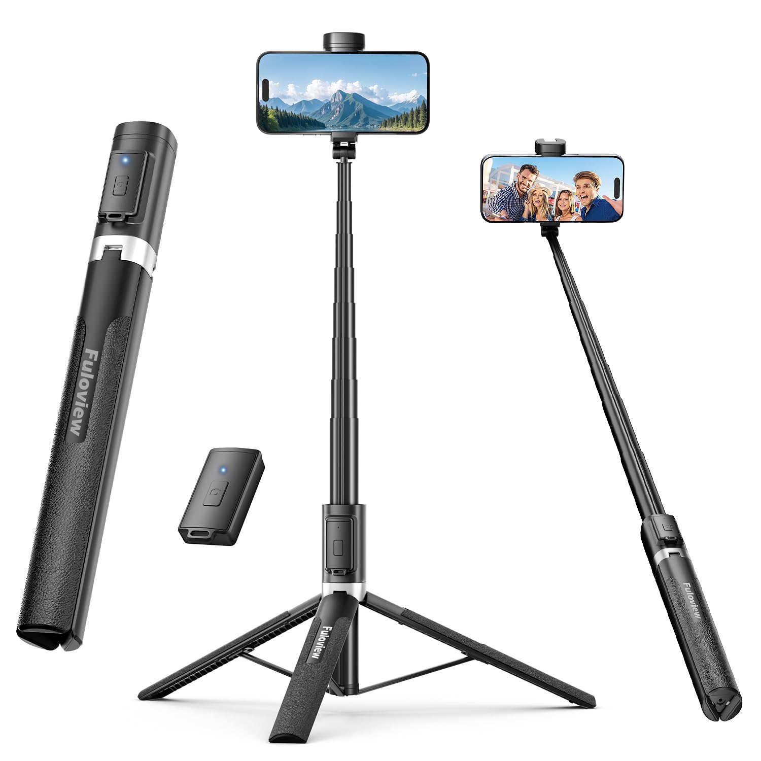 Wireless Remote Selfie Stick Tripod for iPhone & Android, Perfect for Group Photos & Video Recording